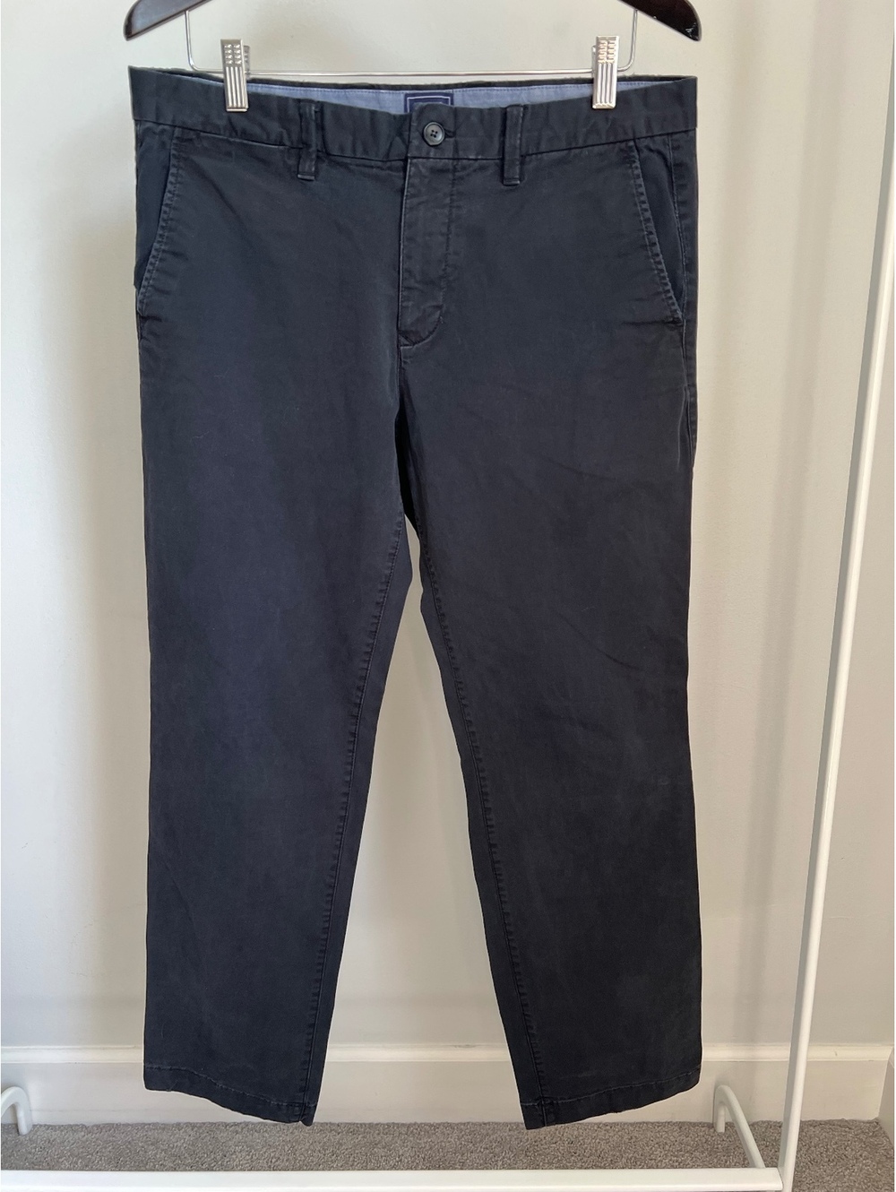 Gap Khakis Men’s Chino Pants 34x32 Straight Stretch Navy Blue Casual
